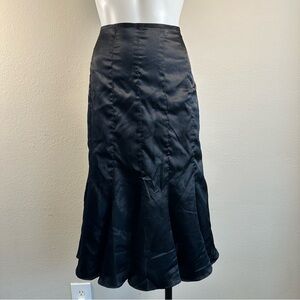 Beliza Black Satin Mermaid Midi Skirt 12‎ Evening Party Cocktail Witchy Y2K Goth